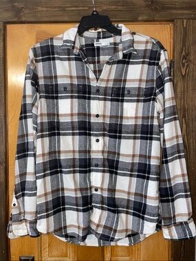 Sonoma Brown Black & White Plaid Button-Down Shirt